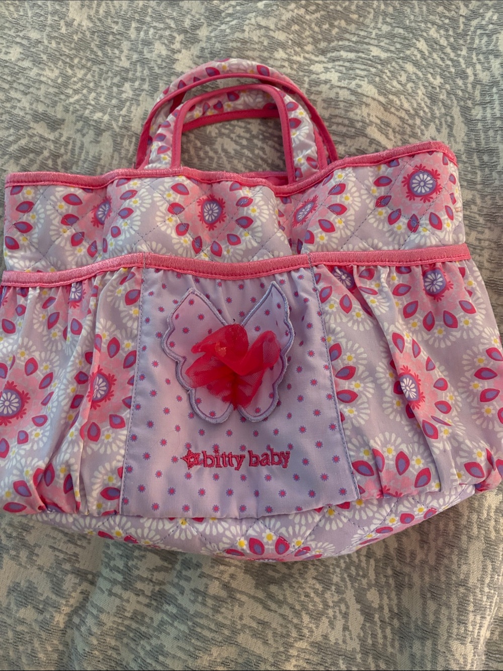 bitty baby Pink Butterfly Tote Bag for Kids